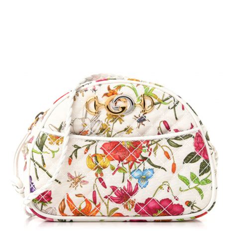 GUCCI Canvas Flora Floral Trapuntata Mini Zumi Dome 